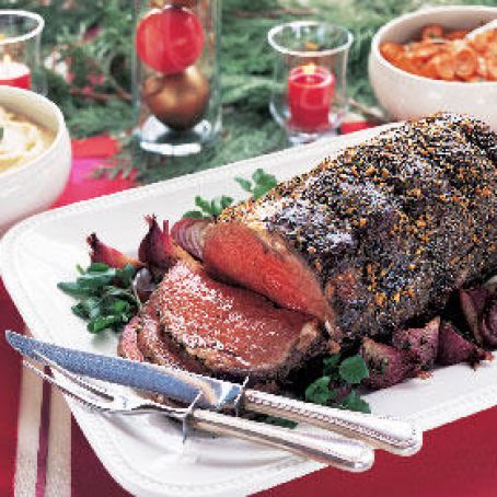 Black Pepper-Crusted Standing Rib Roast au Jus