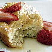 Pancake Soufflé Muffins with Strawberry-Maple Syrup