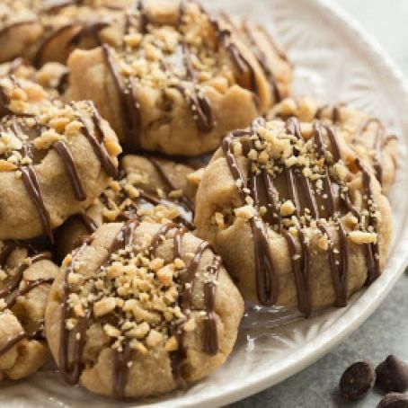 PEANUT BUTTER TURTLE THUMBPRINT COOKIES