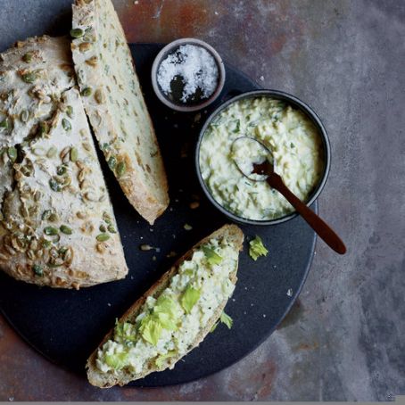 Egg Salad with Lovage on Seeded Quick Bread