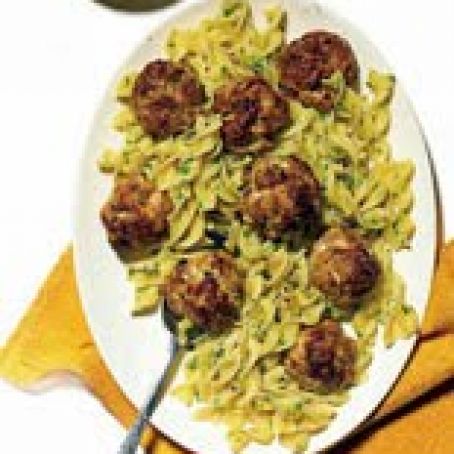 PORK, APPLE & CHEDDAR MEATBALLS WITH EGG NOODLES