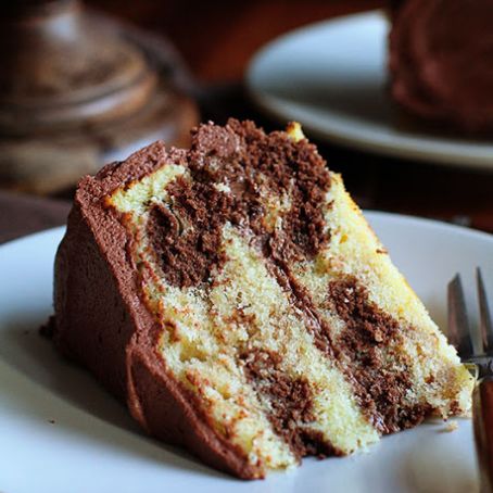 Marble Cake and Whipped Buttercream Frosting