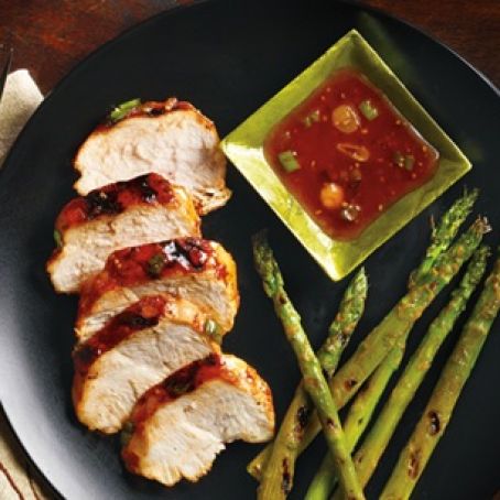 Peach Chicken with Chargrilled Asparagus