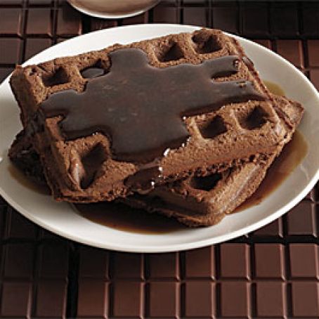 Chocolate-Hazelnut Waffles with Frangelico-Brown-Butter Syrup
