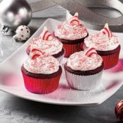 Santa Hat Topped Red Velvet Cupcakes