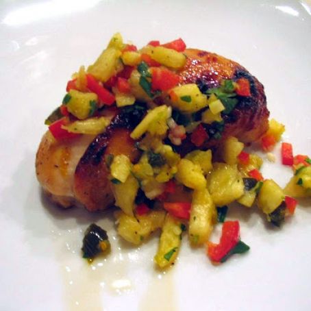 Pineapple Glazed Chicken with Jalapeno Salsa