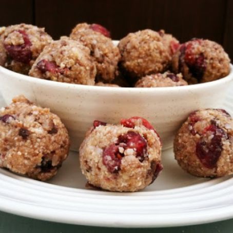 Energy Balls with Coconut, Sunflower Seeds, Dark Chocolate & Dried Cranberries