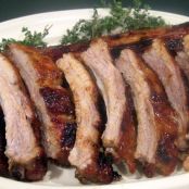 Baby back barbecued ribs, smoky barbeque sauce