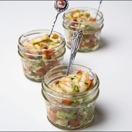 Shrimp Salad with Corn, Roasted Bell Pepper and Avocado