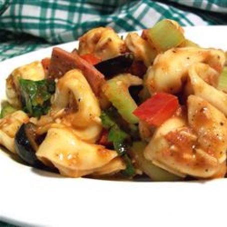 Tortellini Salad with Grilled Tomato Vinegarette