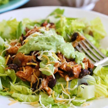 Easy Crock Pot Chicken and Black Bean Taco Salad