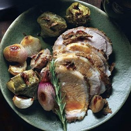ROSEMARY & MUSTARD PORK LOIN w/BABY ARTS