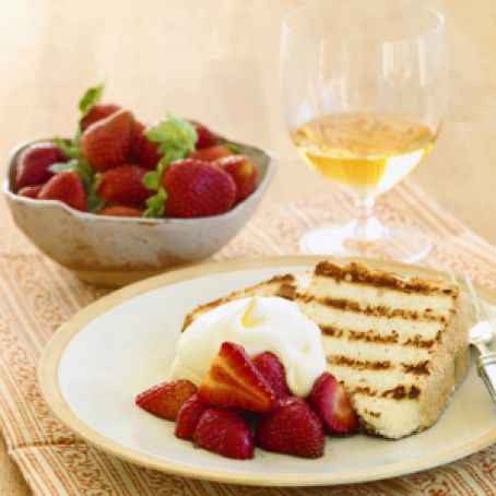Grilled Angel Food Cake with Strawberries in Balsamic