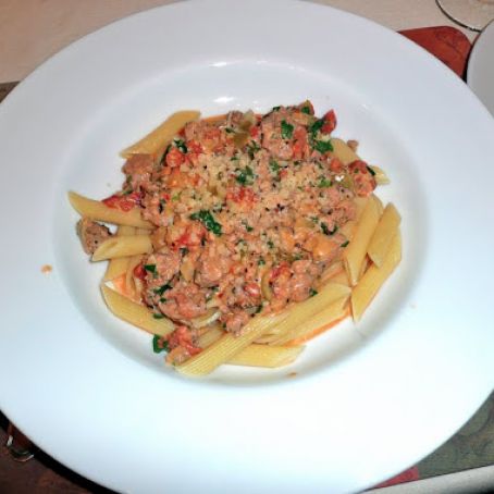 Creamy Penne with Sausage & Tomatoes
