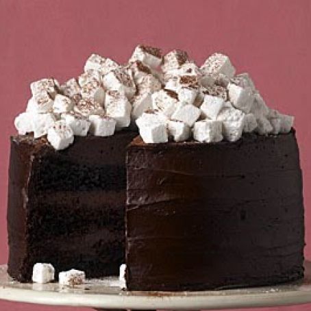 Hot Chocolate Layer Cake with Homemade Marshmallows
