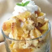 Peachy Bread Pudding with Caramel Sauce