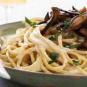 Pasta Carbonara with Shiitake Bacon