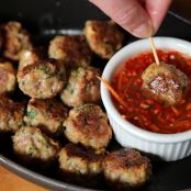 Vietnamese Pork Meatballs with Sweet-Tangy Garlic Dipping Sauce