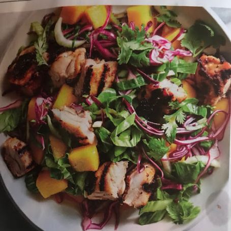 Tahini Chicken with Bok Choy and Mango Salad