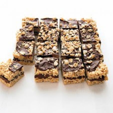 Puffed-Rice Bars with Peanut Butter and Chocolate
