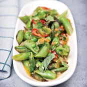 Sugar Snap Peas with Soffrito, Hot Pepper and Mint