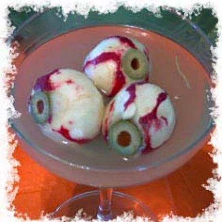 Radish Eyeballs for Halloween Drinks