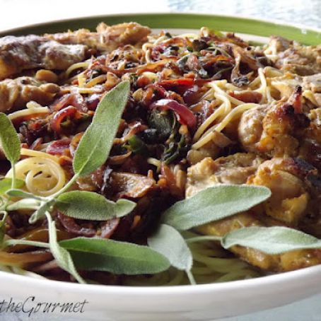 Boneless Sautéed Chicken Thighs with Sage and Spaghetti