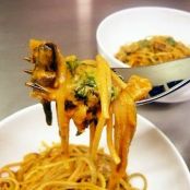 Portobello mushroom and gorgonzola spaghetti