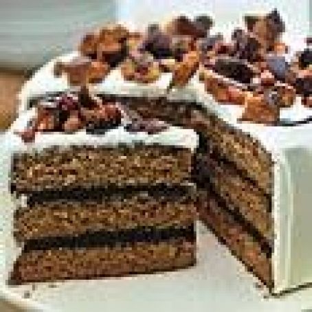 Chocolate-Peanut Butter Cake with Cream Cheese and Butterfinger Frosting
