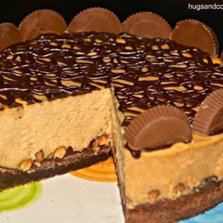 Reese’s Peanut Butter Cup Cheesecake On A Brownie Crust