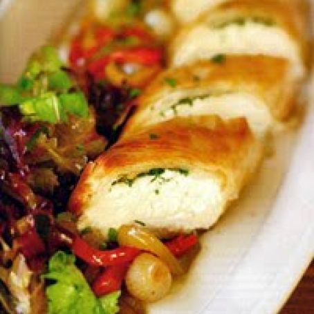 Goat Cheese in Phyllo with Roasted Pepper Salad