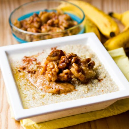 Sticky Banana Bread Quinoa Breakfast Bowl