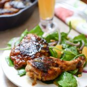 Beer Glazed Citrus Chicken with Orange Arugula Greens