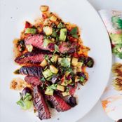 Grilled Skirt Steak with Fruit-and-Green-Tomato Salsa