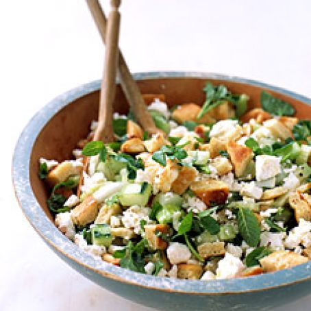 Pita-Bread Salad with Cucumber, Mint, and Feta
