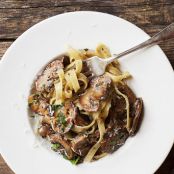Pasta with Mushrooms in a Creamy Mustard Sauce