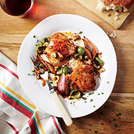 Balsamic Chicken with Olives and Walnuts