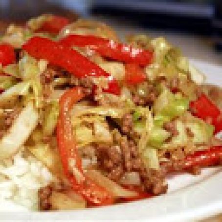 Cabbage and Black Pepper Beef Stir Fry
