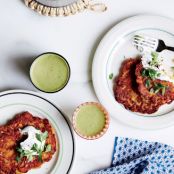 Chickpea Pancakes with Leeks, Squash, and Yogurt