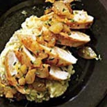 Chicken with Apples, Pears and Camembert Mashed Potatoes