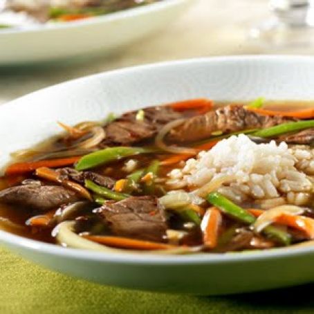 Spicy Asian Beef and Snow Pea Soup