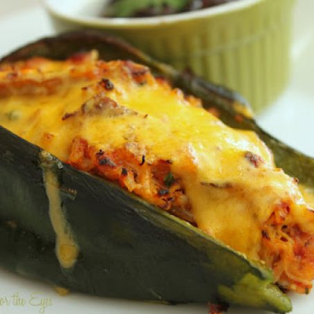 Poblanos Stuffed with Cheddar and Chicken