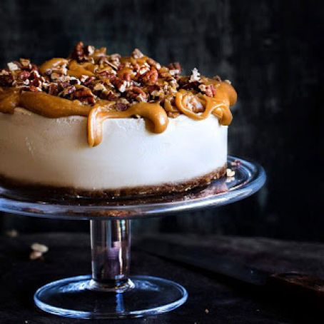 Cheesecake,  Lemon With Caramel Pecan Topping [Vegan, Gluten-Free]