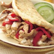 Peppered Pork Pitas with Garlic Spread