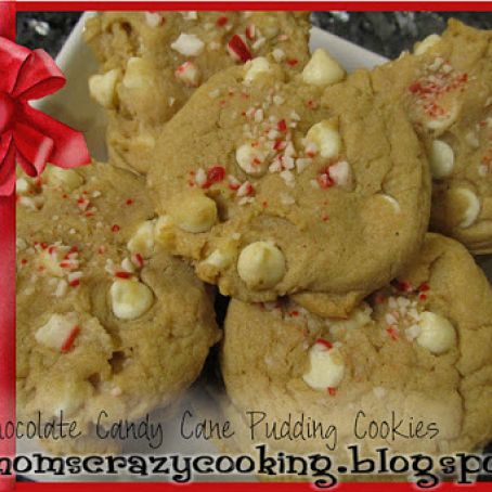 White Chocolate Candy Cane Pudding Cookies