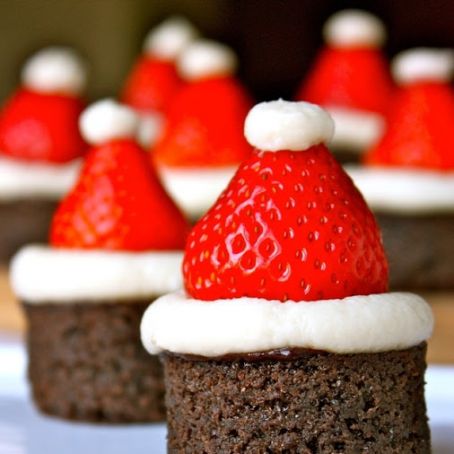 Santa Hat Strawberry Brownies