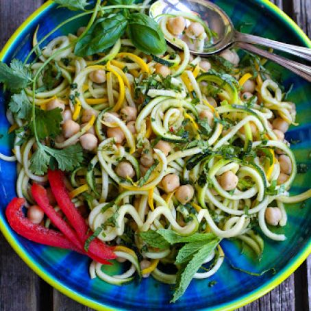 Thai Chickpea Zucchini Noodle Salad