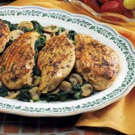 Grilled Chicken Over Spinach Recipe