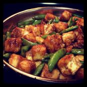 Sesame Tofu and Snap Peas over Fried Rice (Vegan)