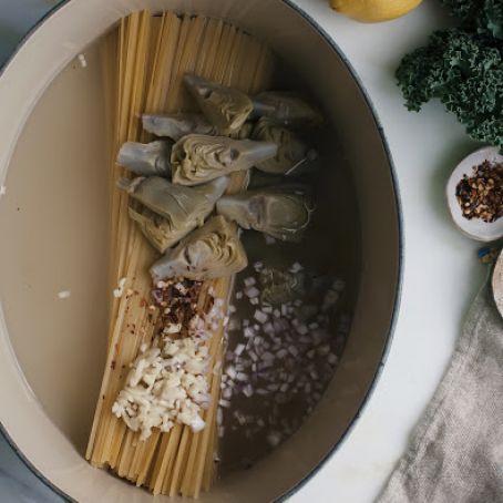 Lemon-y, Artichoke-y, Kale-y One Pot Pasta